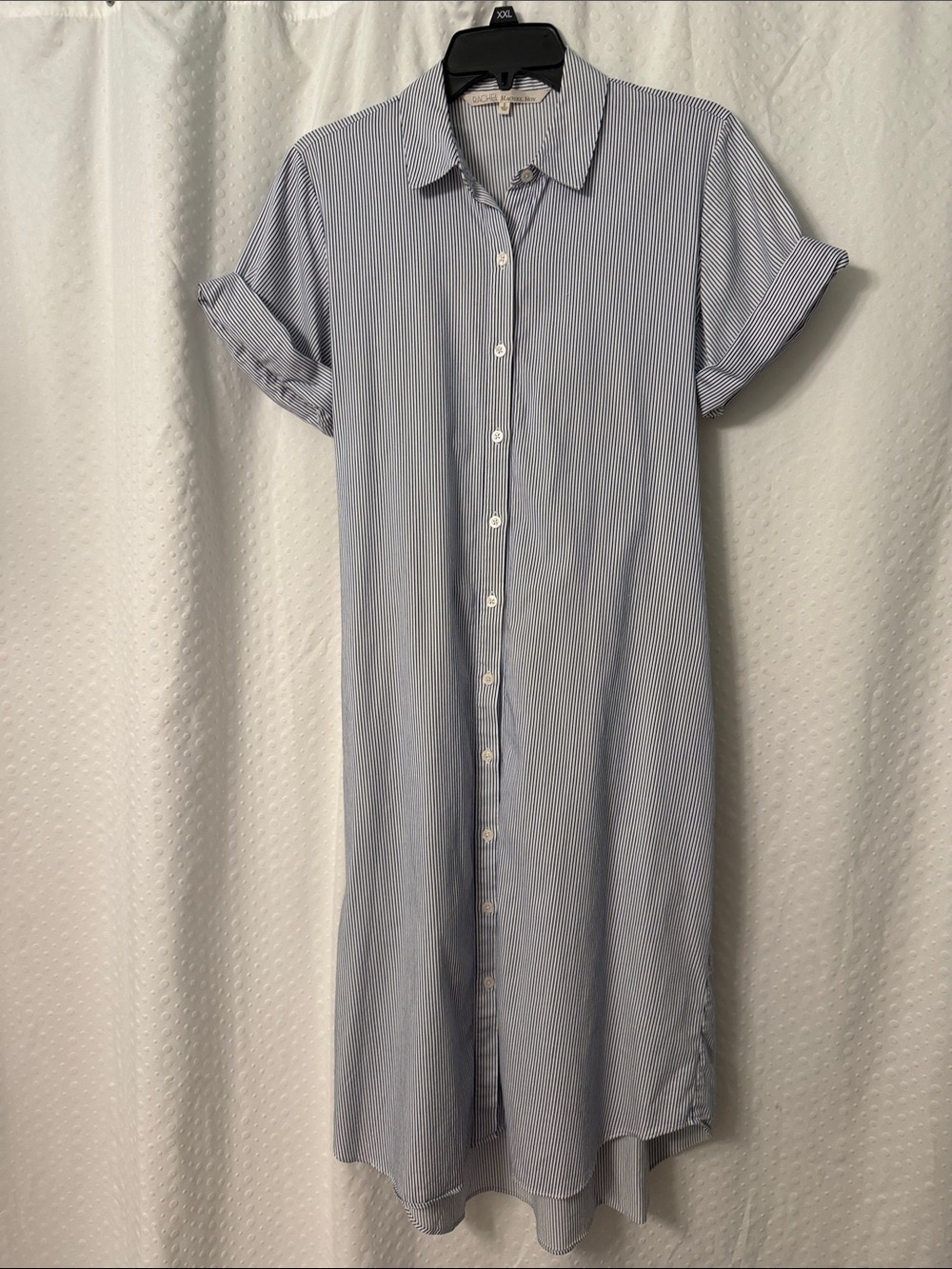 RACHEL Rachel Roy Light Blue & White Women’s Pinstripe Shirt Midi Dress